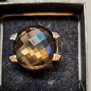 Smoky brown quartz ring, size 7